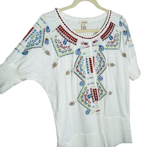 Sundance Embroidered Ivory Tunic Top, S - Picture 4 of 9
